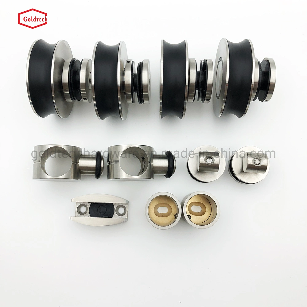 Stainless Steel Glass Hardware Kits Adjustable Sliding Shower Door Track Roller